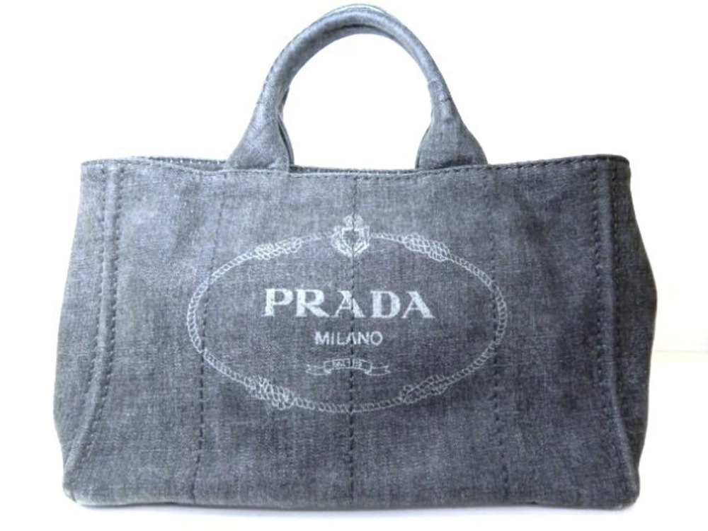 Prada Canapa Handbag Denim Black